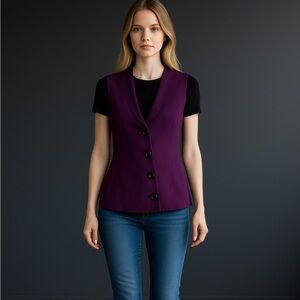 Ripley Rader Purple Asymmetrical Button Ponte Knit Vest Size S Minimalist Office